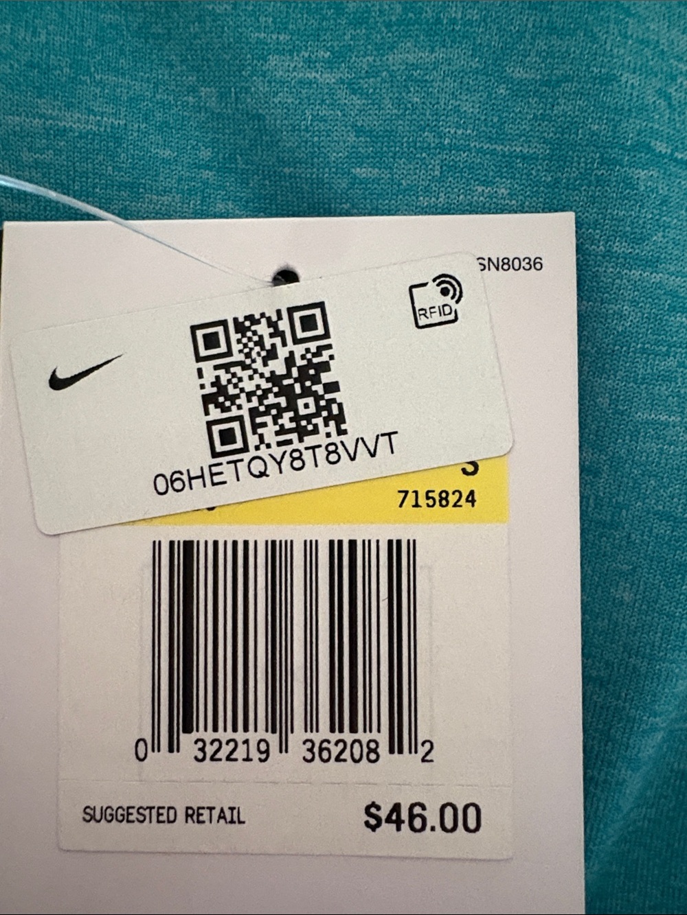 Nike Menβs Teal Heather Dri-FIT Short Sleeve Tee - Picture 8 of 9